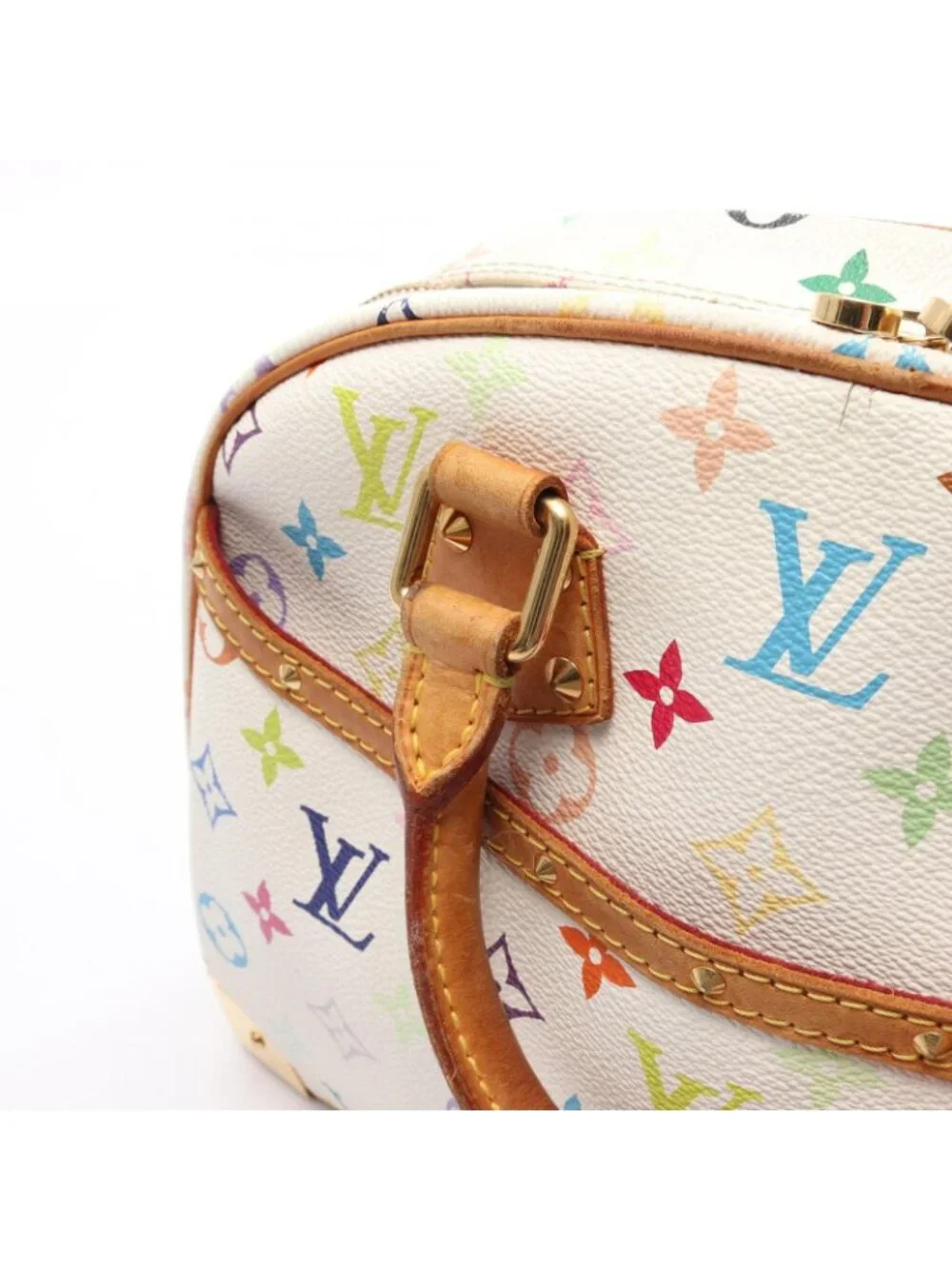 Louis Vuitton Handbag Trouville Blanc Canvas Leather